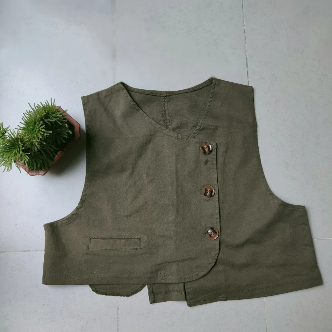 秋季时尚个性水洗棉不规则短马甲(均码)