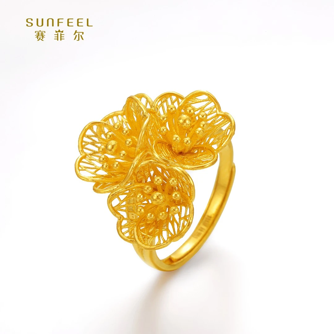 SUNFEEL/赛菲尔【十七店】足金精炫金花朵戒指 HJ07020530