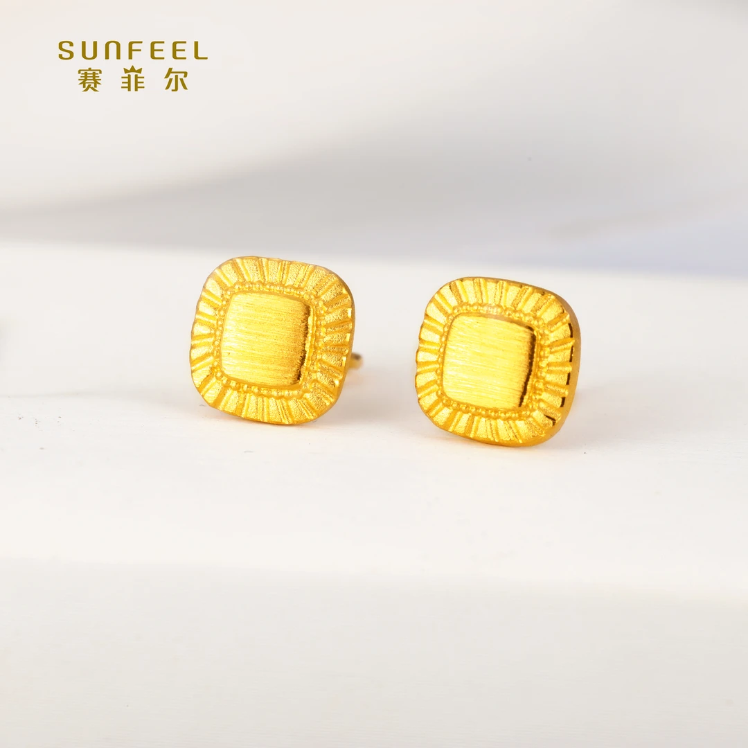 SUNFEEL/赛菲尔【二十一店】足金光感小面包耳钉HR01010766