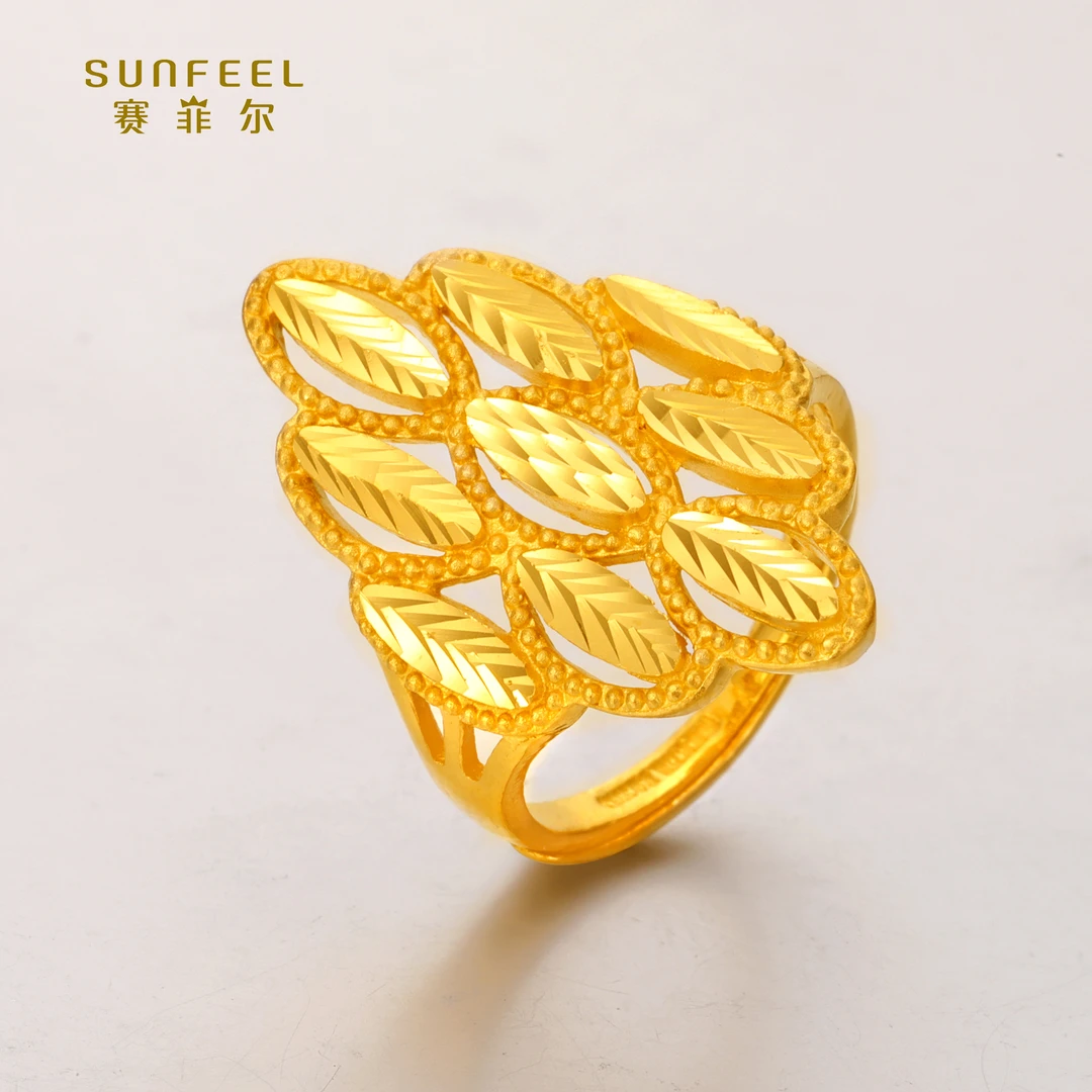 SUNFEEL/赛菲尔【十七店】足金时尚凤尾羽毛戒指HJ050715