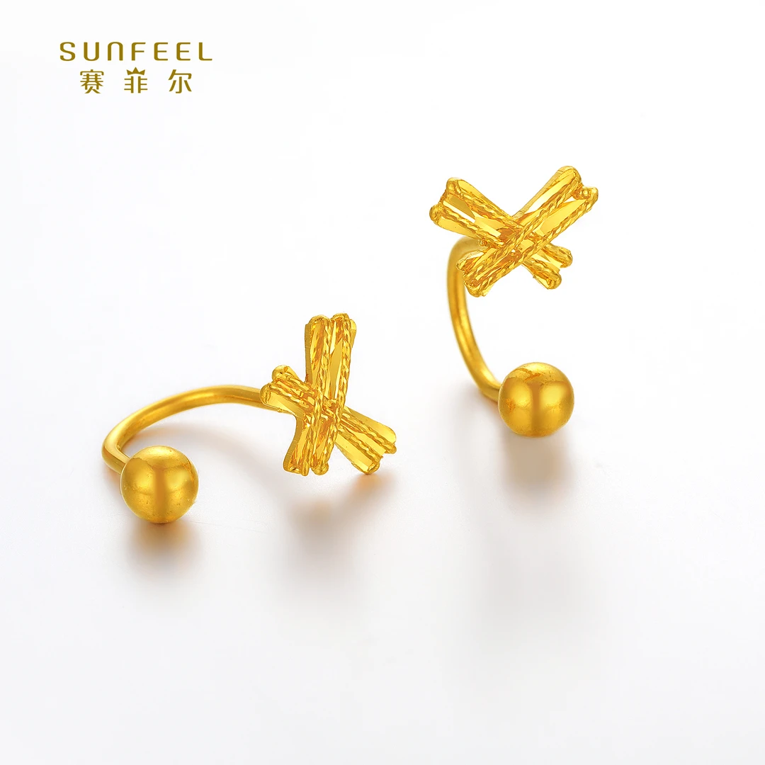 SUNFEEL/赛菲尔【十七店】足金5G蝴蝶结U型耳钉5GE00362