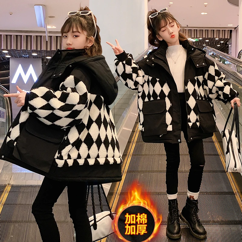 女童棉衣外套加厚2023新款6-12岁15岁中大儿童休中长款中洋气冬季