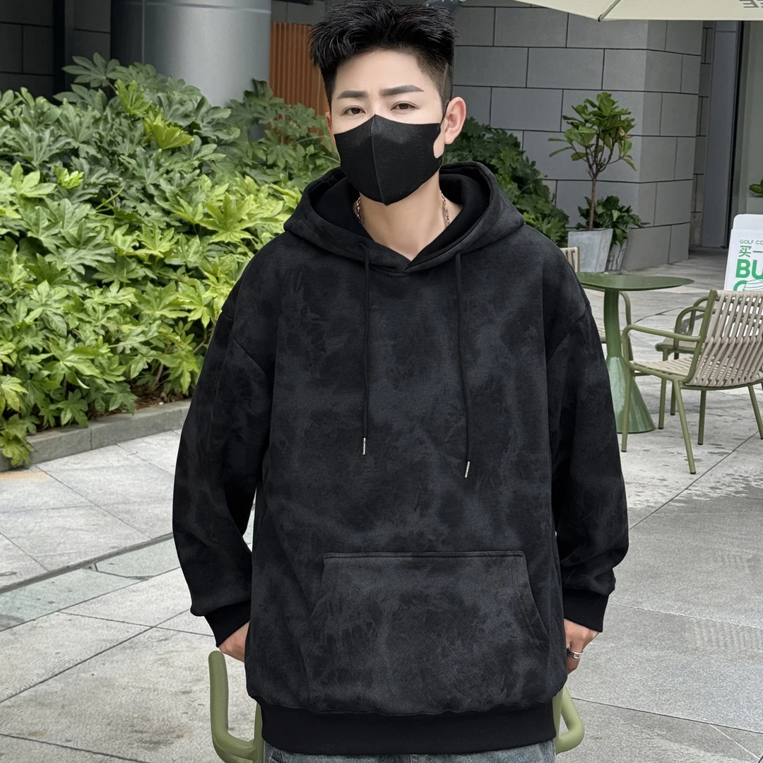 3936男女生潮牌加绒卫连帽衣美式休闲复古秋冬宽松百搭高街潮流