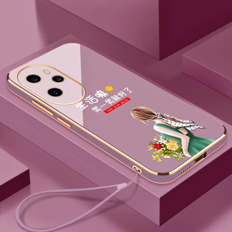 电镀笑一笑适用于荣耀100Pro手机壳硅胶软壳【镜头保护+送挂绳】