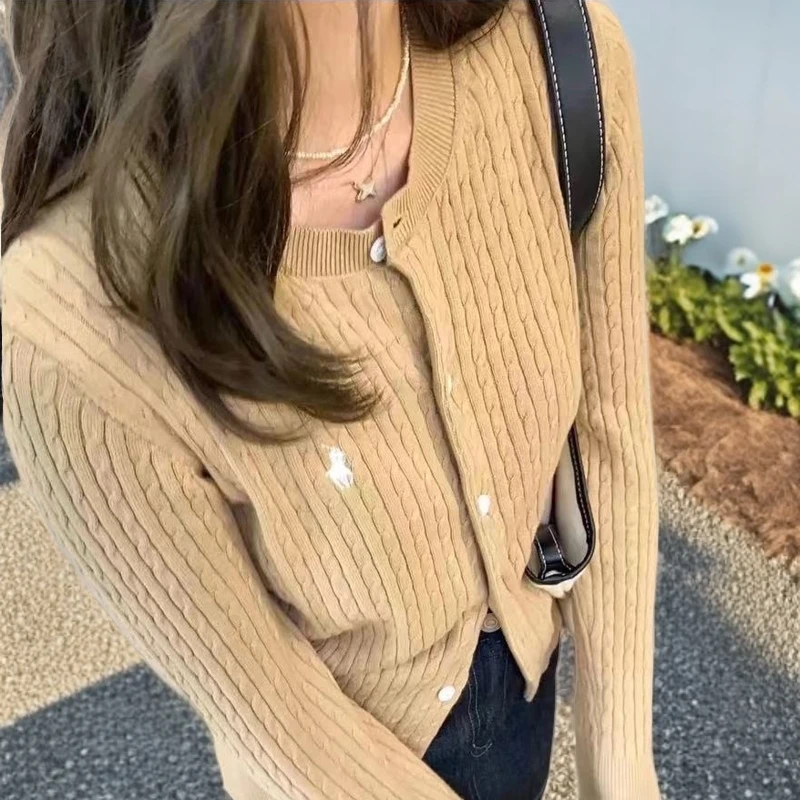 小麻花显瘦气质短款时尚长袖针织衫韩版网红百搭开衫上衣