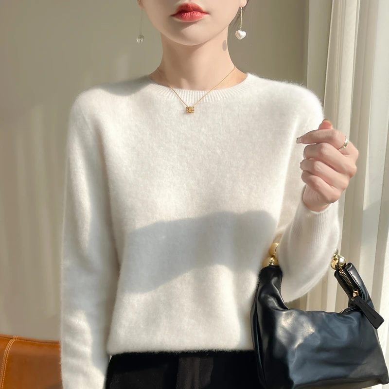 一线成衣圆领针织打底衫女士秋冬新款毛衣宽松时尚长袖上衣NJR418