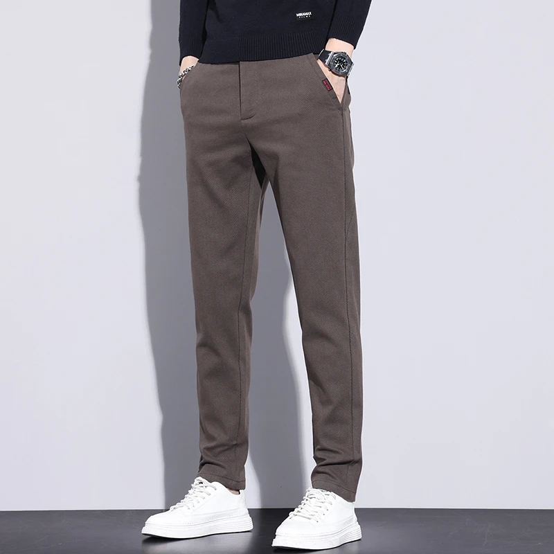 秋冬秋季男士直筒休闲裤宽松男装长裤松紧腰带拉链毛巾底裤子百搭