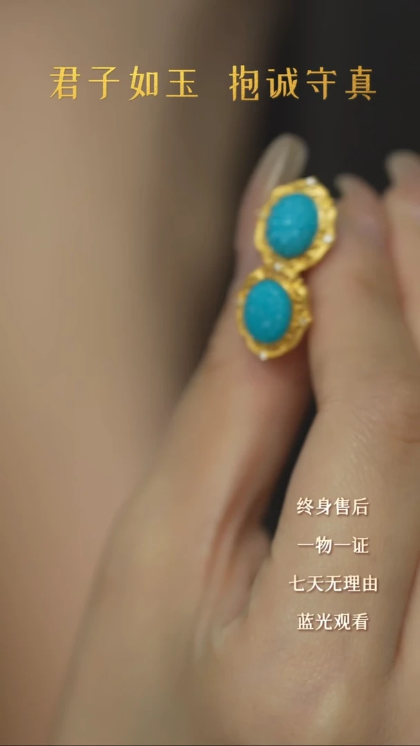 【闪购商品】绿松石X20（多样性发一件）18K金镶嵌耳钉