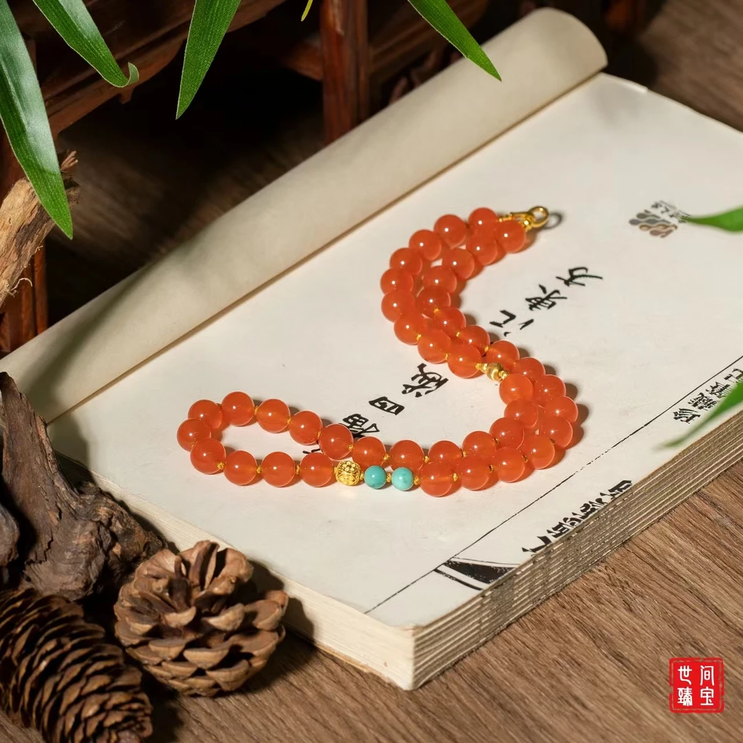 【世间臻宝】典藏18K南红红荧光DIY项链/Q0151/多样性发一件