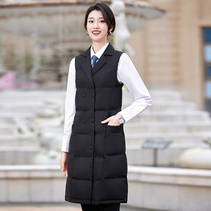 清仓！不退！不换！秋冬棉服马甲女中长款气质显瘦外穿酒店空姐2322