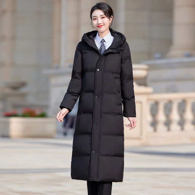 秋冬加厚女款棉服长款外套2025新款酒店前台珠宝销售工作服2327