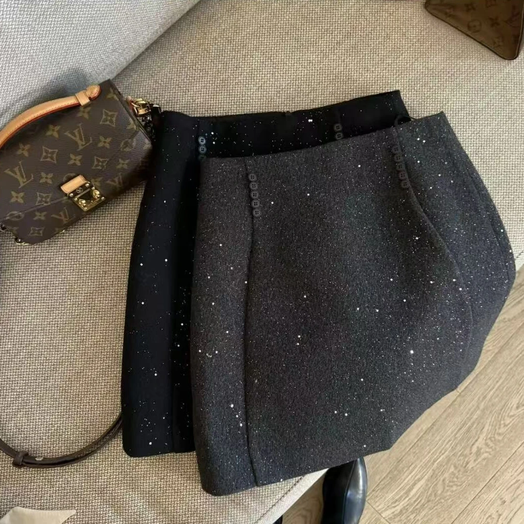 【冬日繁星】韩系高级感精致闪闪A字显瘦包臀半身裙年会小裙子