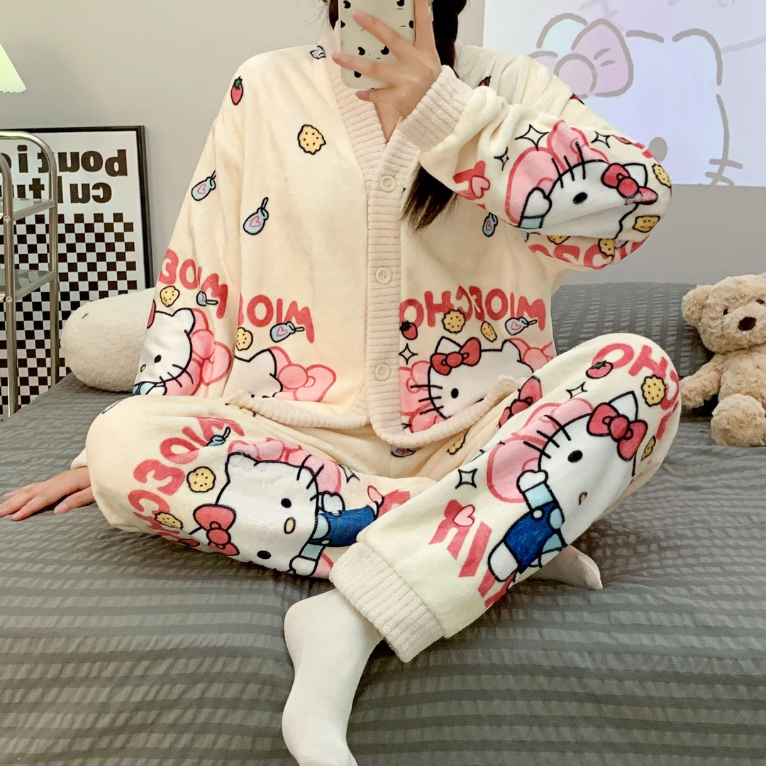 派大星80-200斤款胖mm女秋冬季法兰绒加大码卡通睡衣家居服套装
