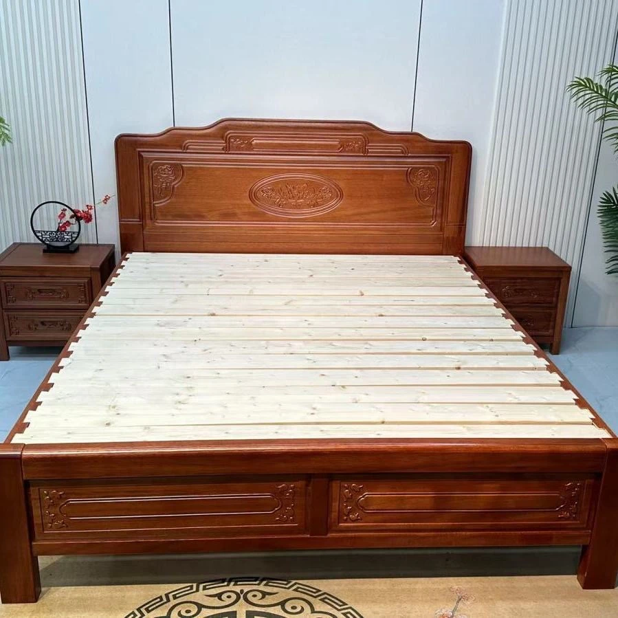 黄花金梨木全实木1.8米高档榫卯古典雕花中式主卧储物大床1.5米