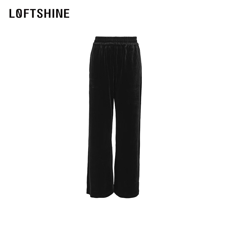 LOFTSHINE珞炫时尚简约直筒长裤2023秋冬新款慵懒风休闲精致裤子