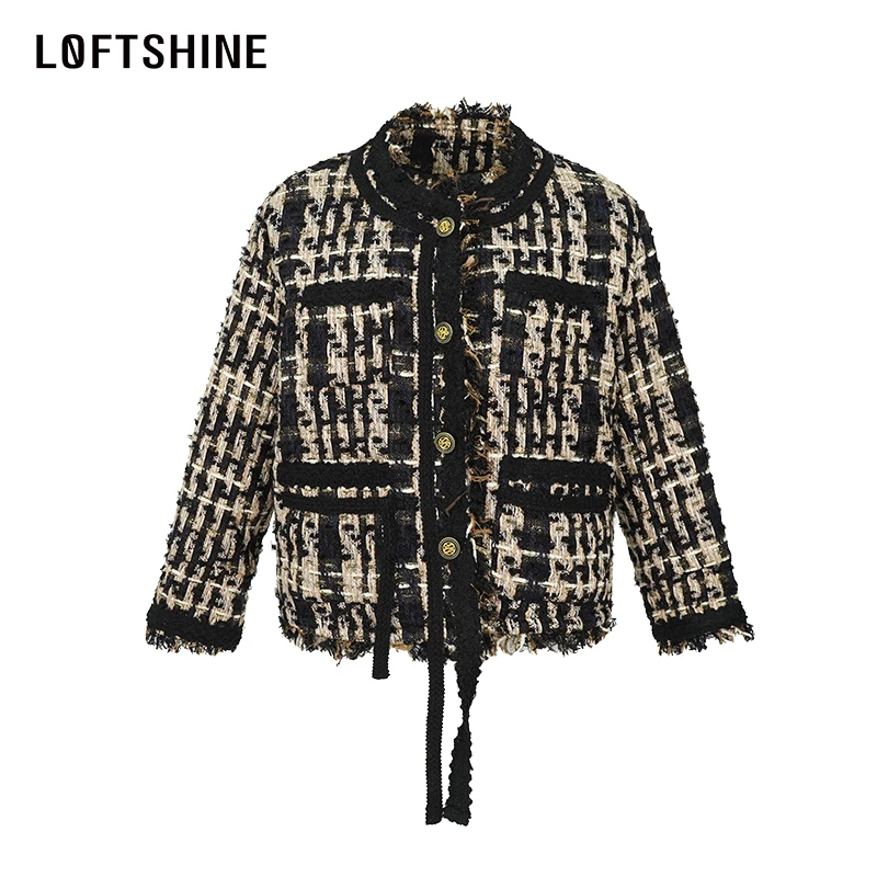 LOFTSHINE珞炫小香风轻奢羽绒服女2023冬季精致时尚百搭保暖外套