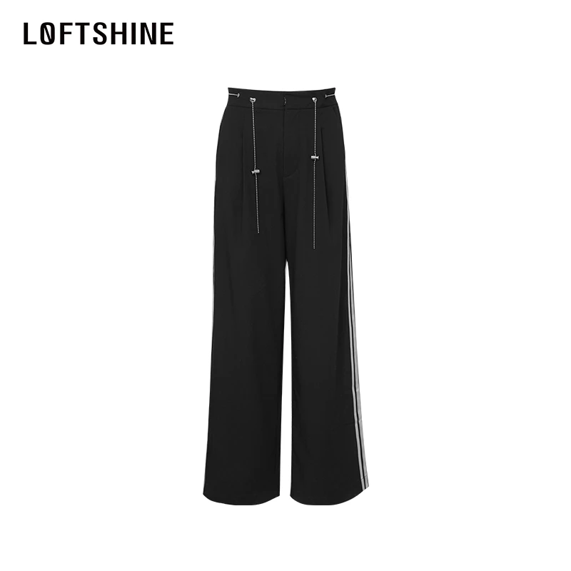 LOFTSHINE珞炫【早春新品】时尚直筒长裤2024慵懒风休闲高端裤子