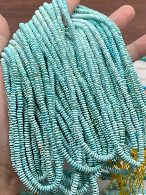 原矿天然绿松石飞碟长链可做隔片百搭款四➕尺寸，（多样性发货一条）