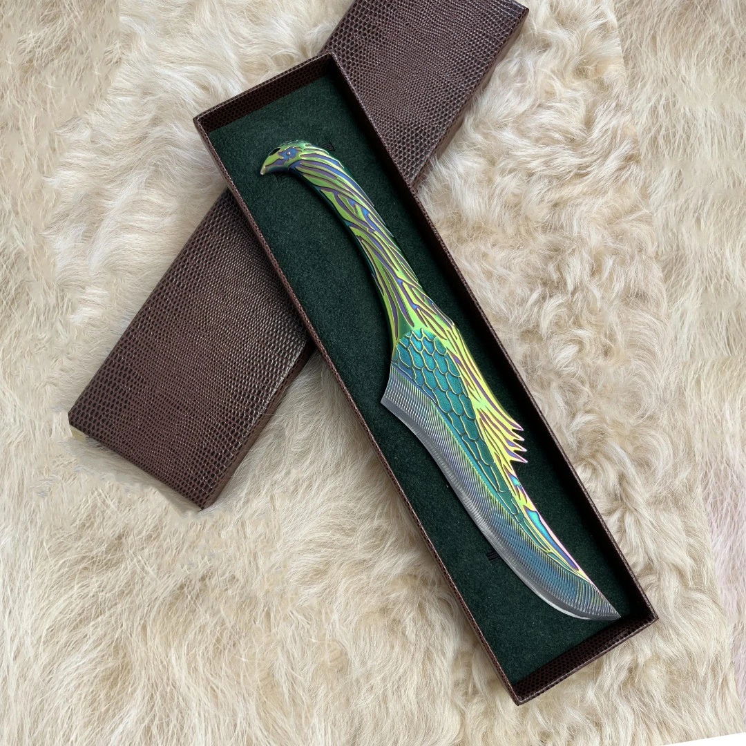 M390高硬粉末钢野营花纹手工雕刻户外刀锋利精美收藏