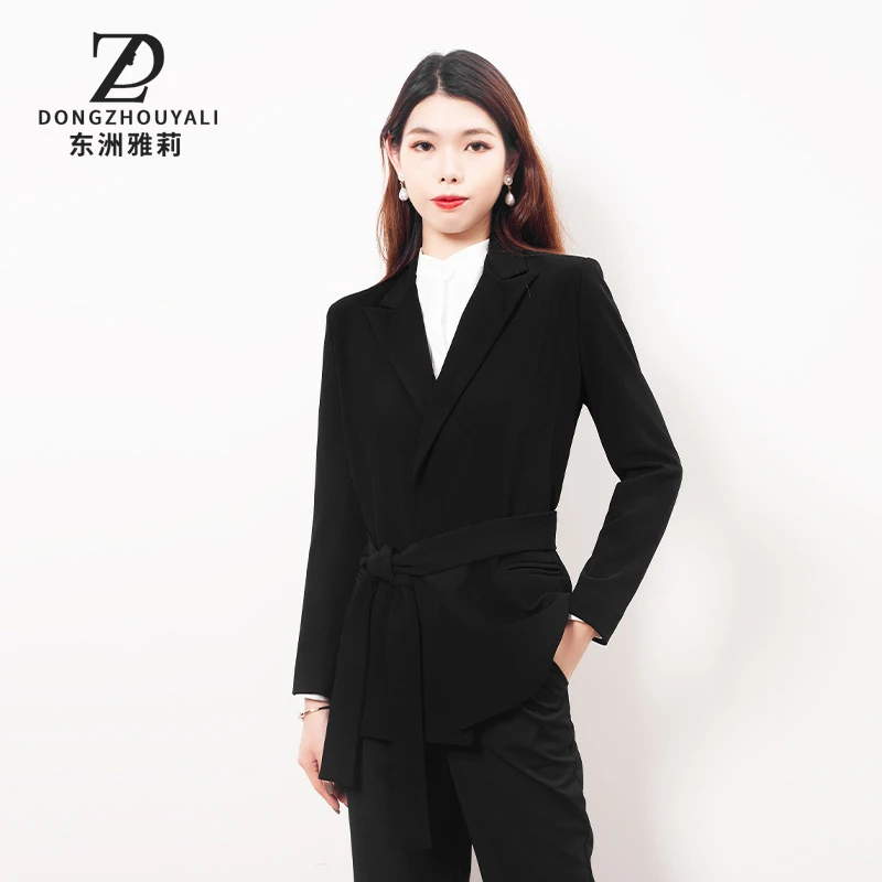 D29秋季新款西装外套收腰西服显瘦气质黑色时尚通勤长袖修身休闲