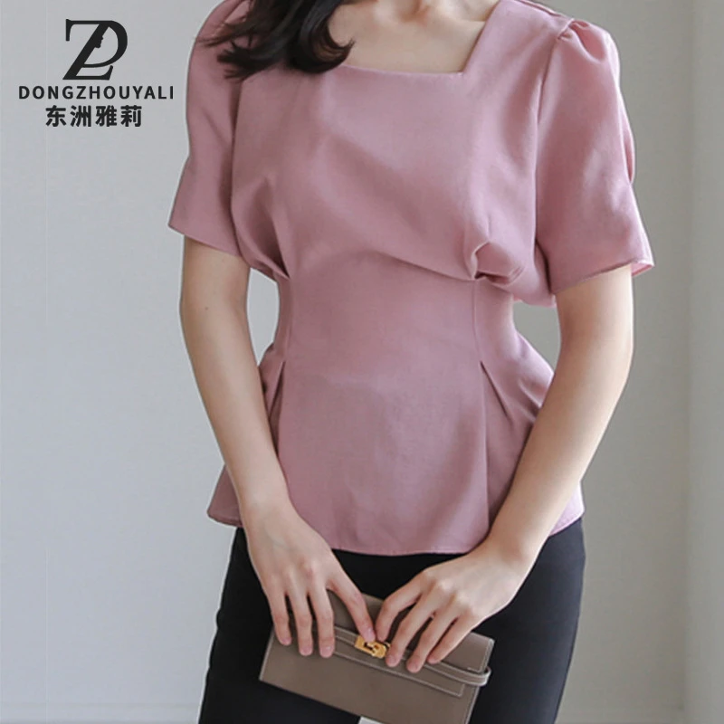 3597夏季时尚通勤衬衣女装新款气质修身显瘦职业百搭小衫上衣