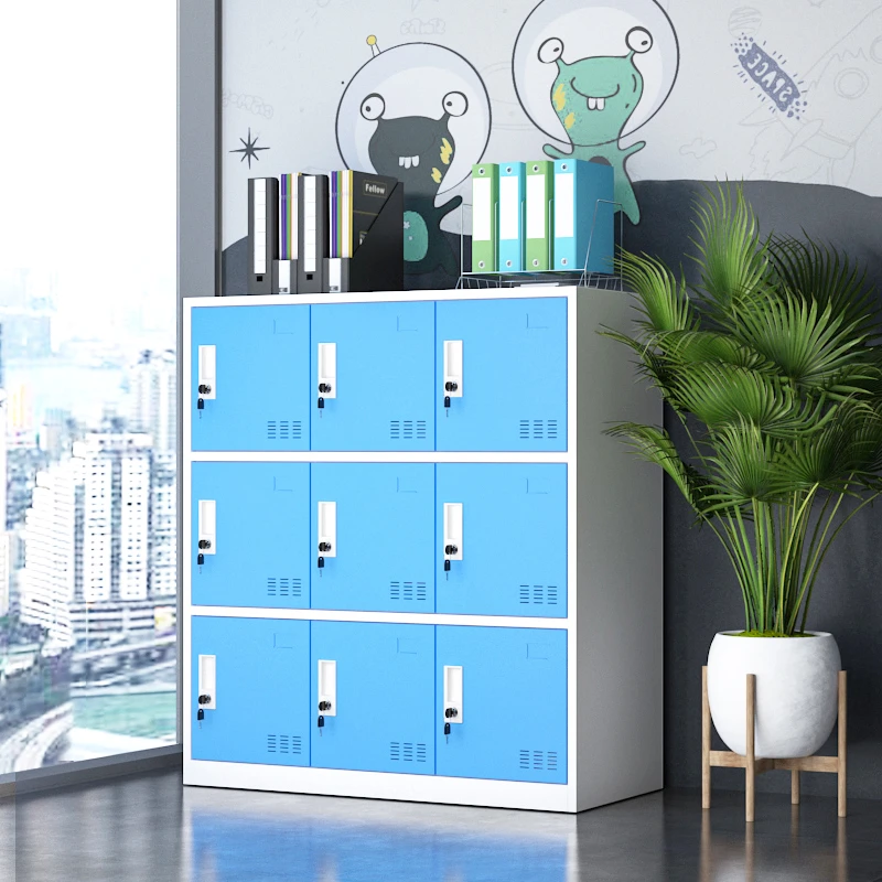 学校教室储物柜学生书包柜带锁钢制办公收纳柜员工存包柜多门鞋柜