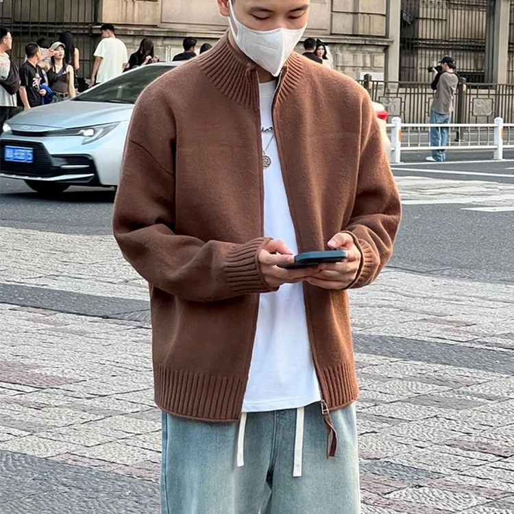 2023秋冬新款时尚开衫男针织衫宽松韩版潮流休闲外穿毛衣帅气百搭