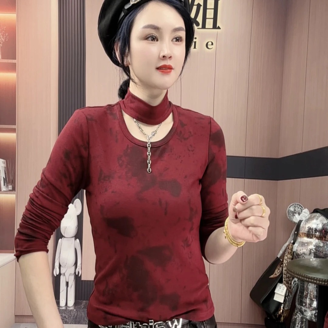 秋姐穿搭-#395早秋新款时尚百搭挂脖长袖T恤