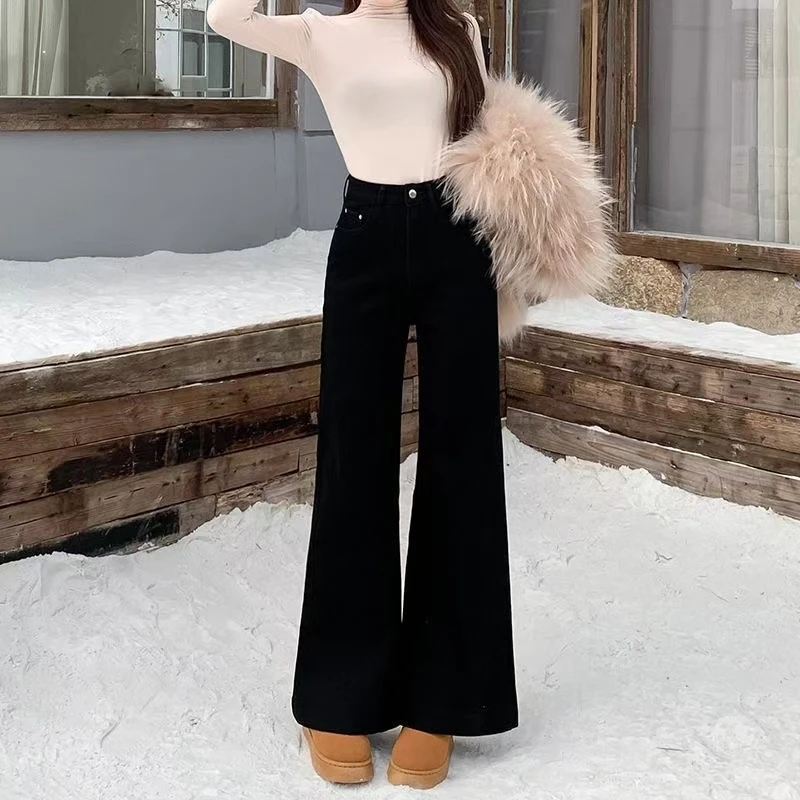 （黄） 2024冬季加绒过款牛仔裤1