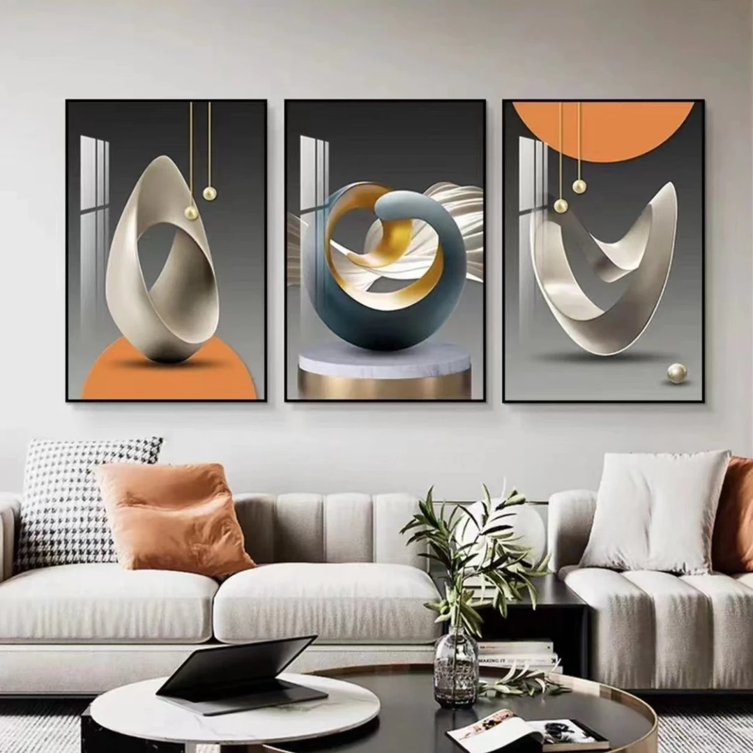 三联画【多图案可选择】晶瓷镶钻画客厅餐厅沙发背景墙装饰画