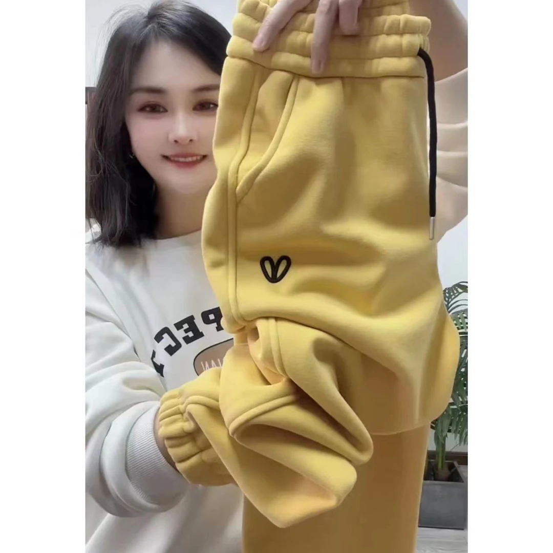 小个子女款卫裤女冬季束脚裤百搭显瘦哈伦裤白色九分女休闲裤