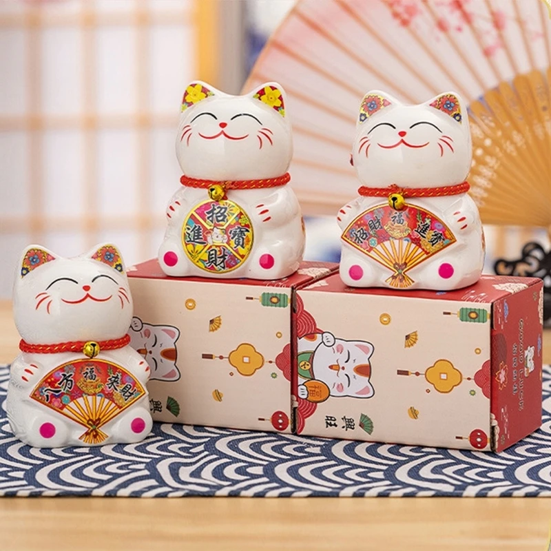 18陶瓷存钱罐招财猫摆件2024新款家居客厅只进不出乔迁入户储蓄罐