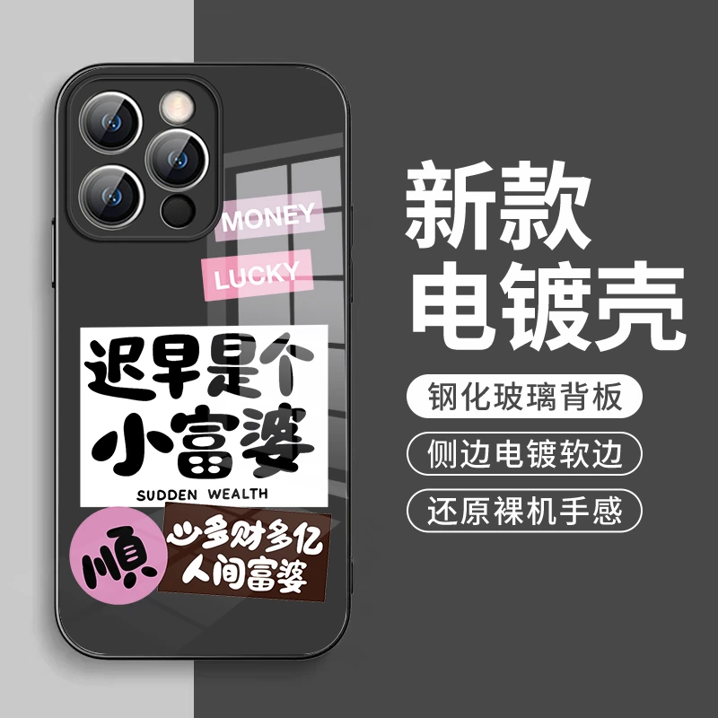 迟早是个小富婆苹果15Promax手机壳14金属漆13/12高级xs/xr网红7/