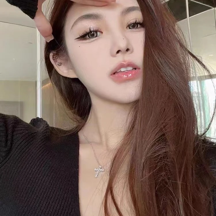 铜合金项链 马思唯同款十字架项链古巴链男女情侣吊坠