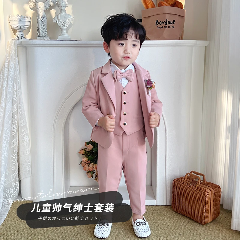 男童周岁生日礼服儿童婚礼花童西装宝宝小西服钢琴走秀演出服春秋