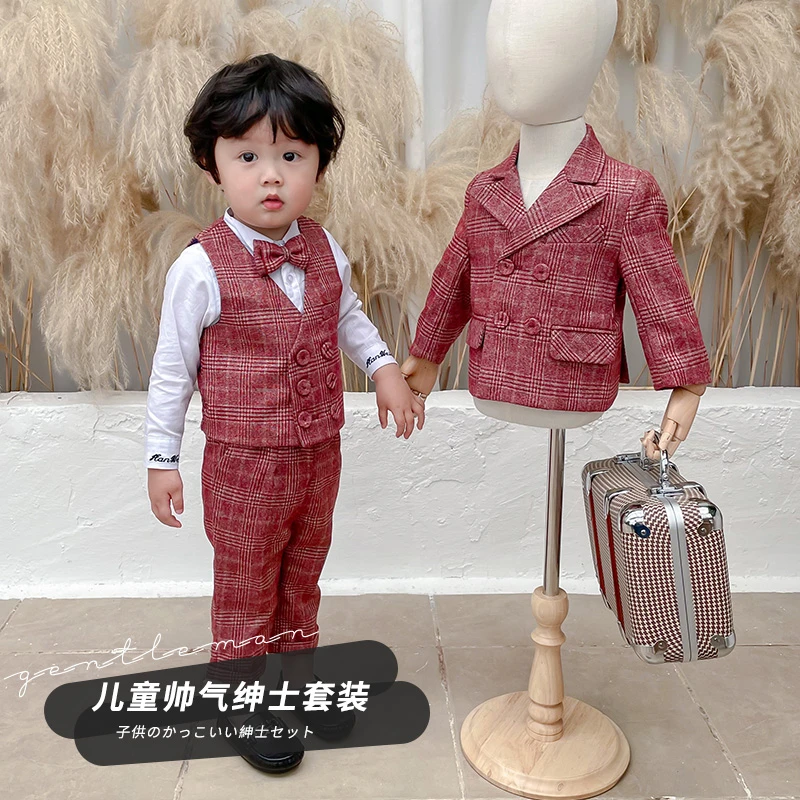 儿童西装男花童婴儿礼服周岁宝宝生日抓周西服套装帅气韩版婚礼潮