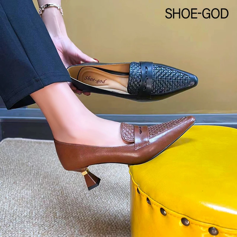 牛皮5厘米 2024年秋季新款气质百搭方头细跟中跟口单SGD012