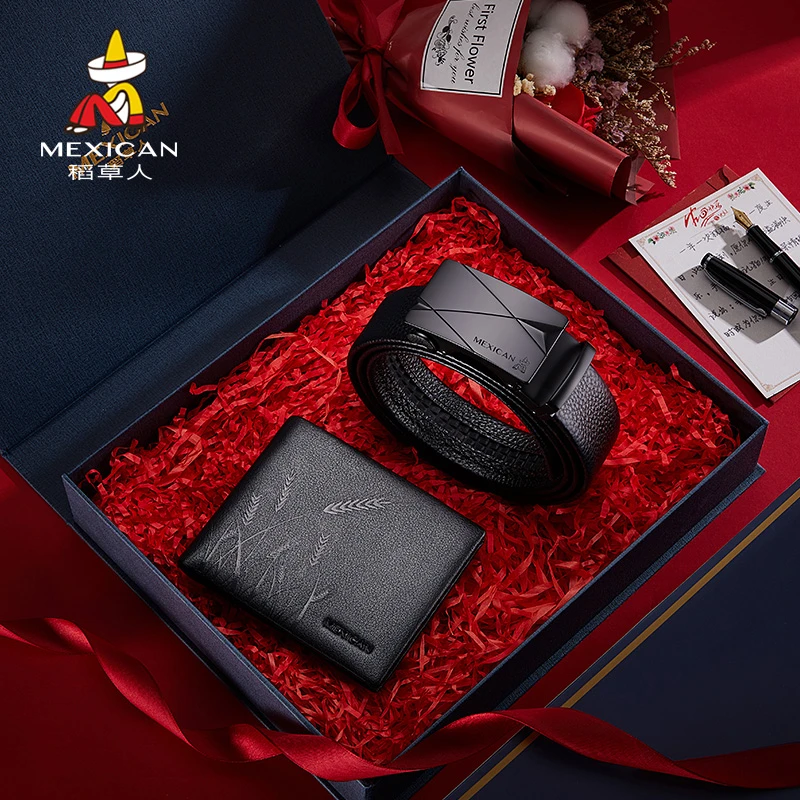 【男士礼物】2025新款男士真牛皮正品时尚实用高档钱包皮带套装礼盒