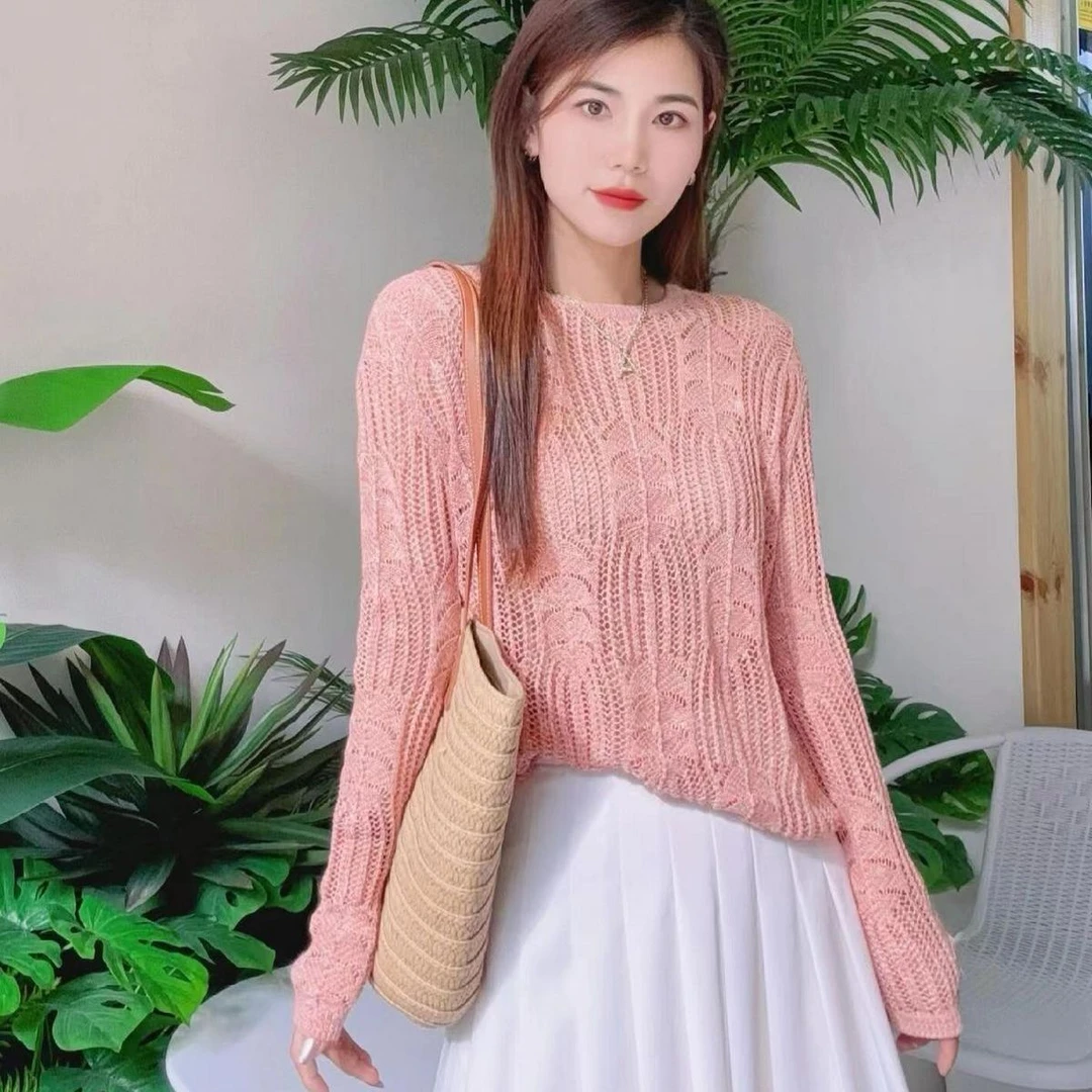 阿家专柜正品复古钩花镂空慵懒针织衫 5399713-1T53467-005