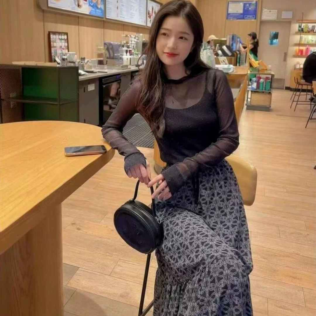 哥家正品活动专享星空银丝细闪圆领网纱T恤 1300958-139911-001