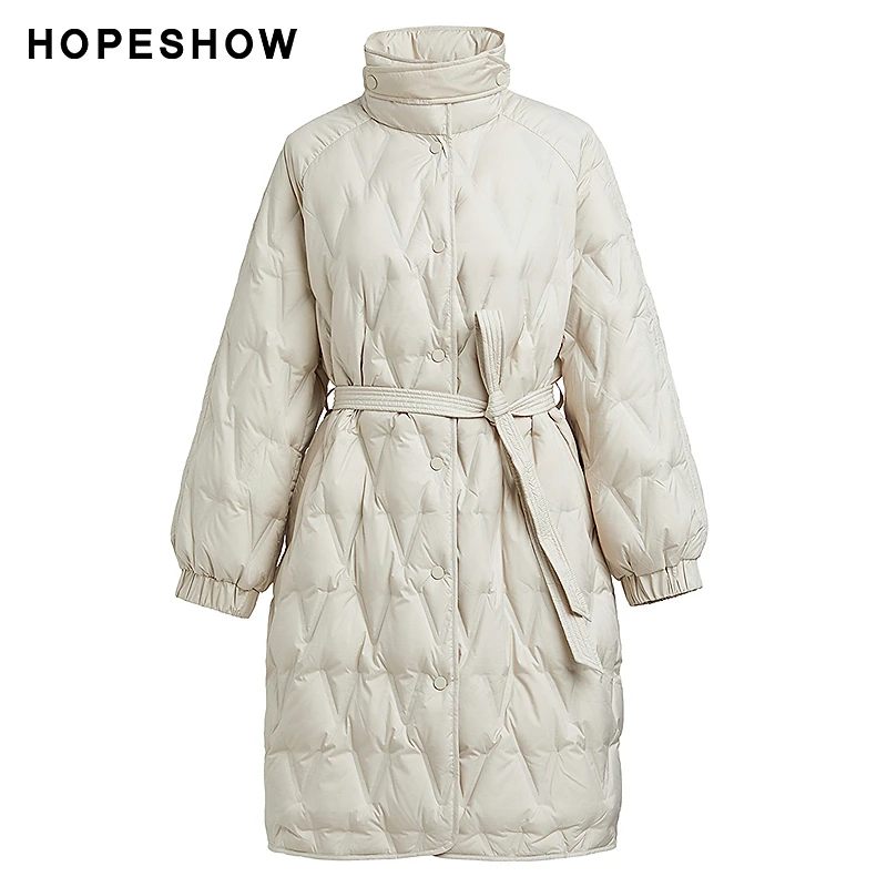 红袖冬季新款女装 几何感压胶单排扣立领羽绒服89423370904