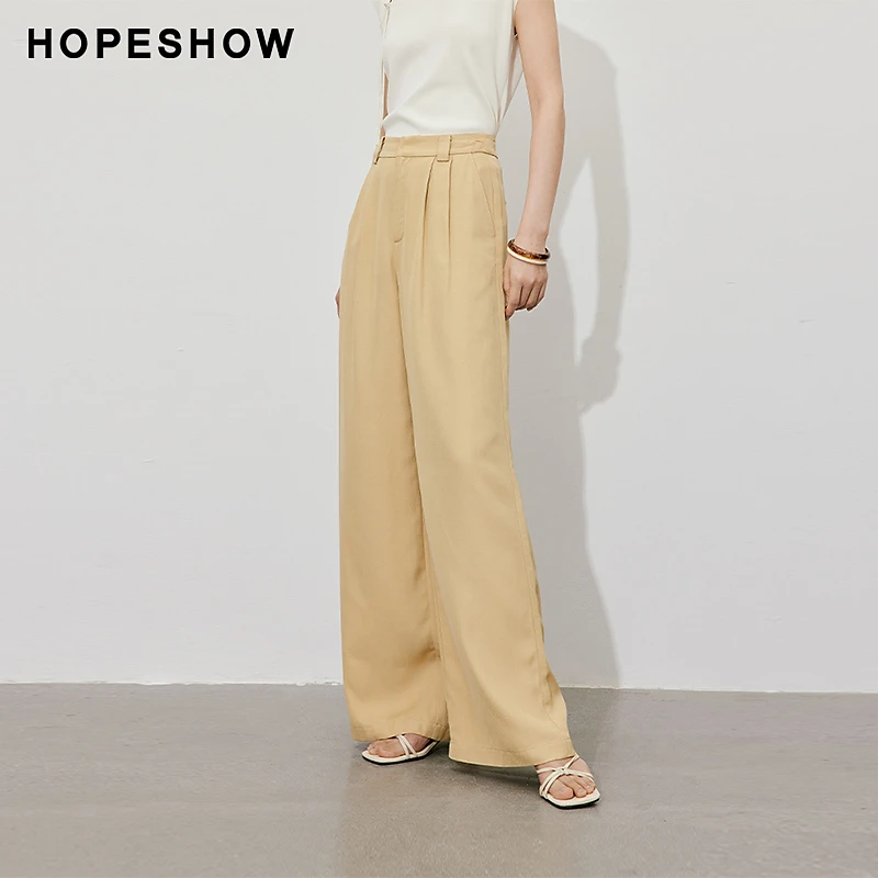 红袖夏季2024新款女装 纯色立体压褶宽松阔腿裤90124181203