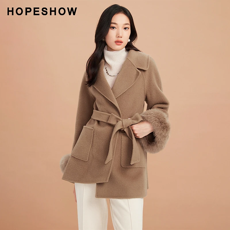 红袖冬季新款女装 可拆单排扣翻领大衣89223410807