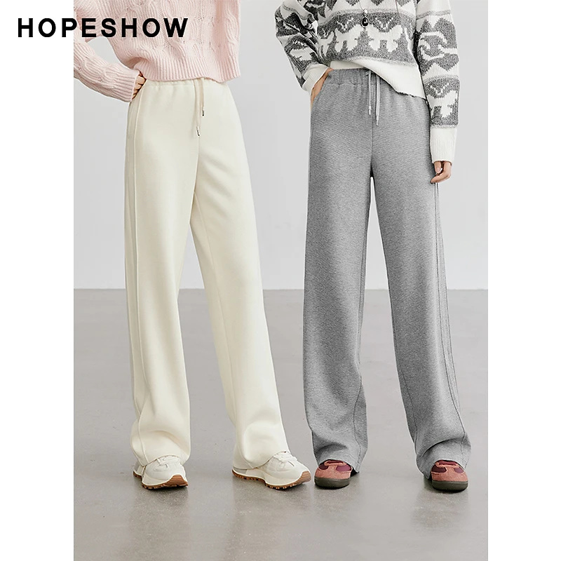 红袖冬季2024新款女装 H型抽绳松紧腰长裤90124331201