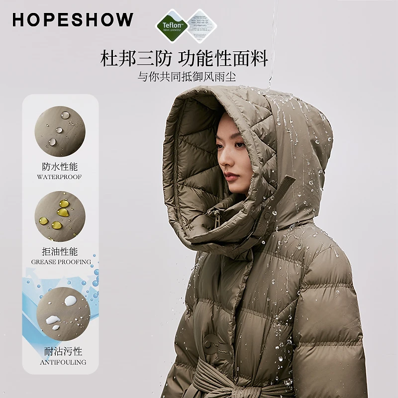 红袖冬季2023新款女装  三防蓄热拉链双层领羽绒服90123370905