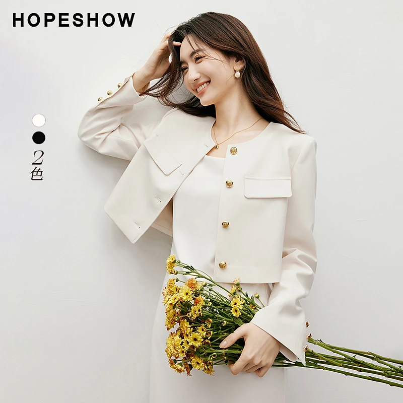 红袖秋季2025新款女装 复古香风正肩单排扣圆领短外套90124270403