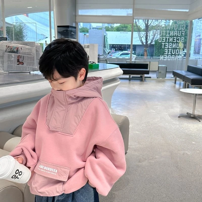 儿童冬款卫衣2024新款宝宝连帽中小童上衣男童冬季加厚韩版卫衣潮