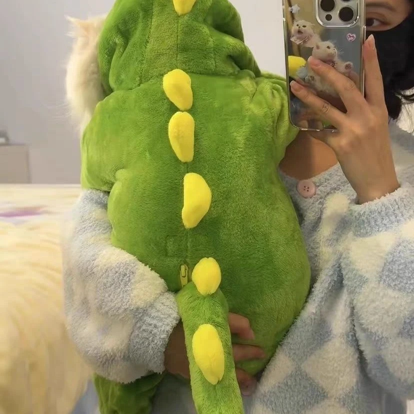 【网红爆款】小恐龙猫咪衣服可爱保暖外套连体大号毛衣布偶猫连体衣