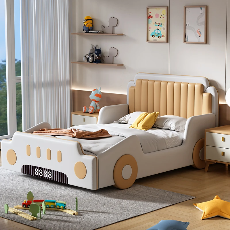 儿童床男孩现代简约吉普汽车床1.35m1.5m青少年男童儿童房实木