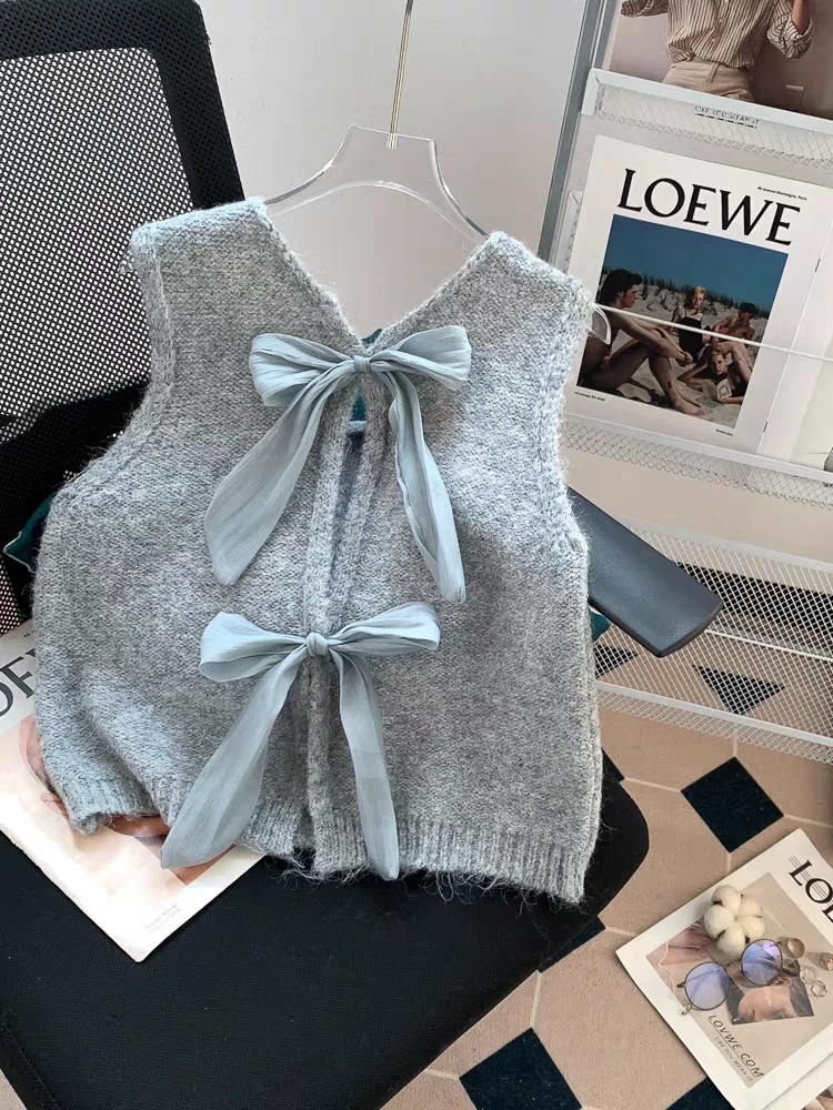 韩版气质秋冬季百搭设计感外穿针织背心简约马甲女无袖上衣潮